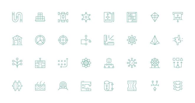 Thin Line Style Diagram Icons with 32 Vectors Interface Icon Collection