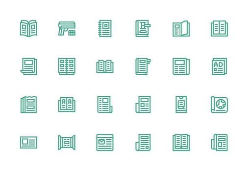 revista diseño íconos presentando 24 en grueso línea línea estilo sencillo íconos para interfaz y wireframes vector