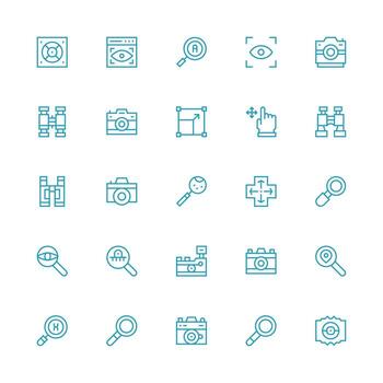 25 Medium Stroke Outline Icons for Zoom Graphics Full Icon Library for UI Designers vector