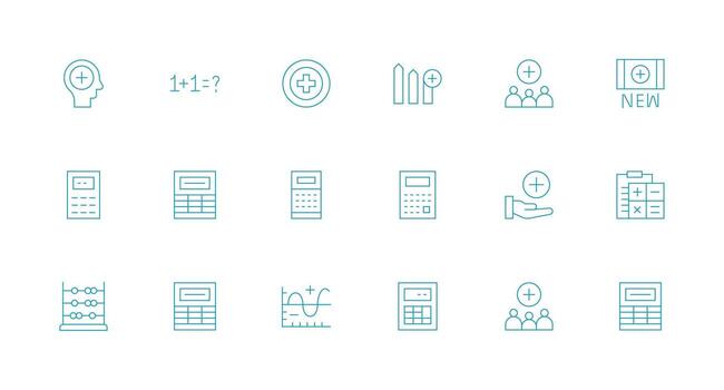 Addition Icon Set with 18 Minimal Line Graphics Digital Product Icons for Fast Delivery vector
