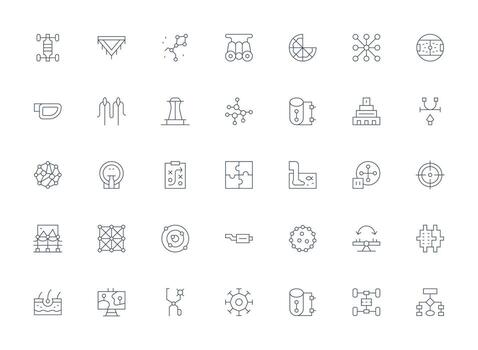 Light Line Style Diagram Icons with 35 Vectors Organized Icon Pack for Quick Access