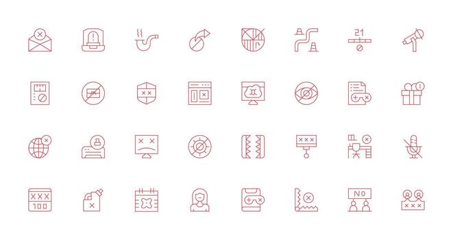 32 Icons for Blocked in Thin Line Format Smart Icon Collection vector