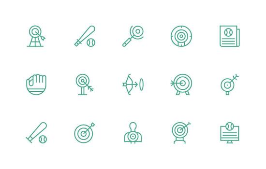 Hitting featuring 15 Icons in Regular Line Design Clean Icon Collection for Web Use vector