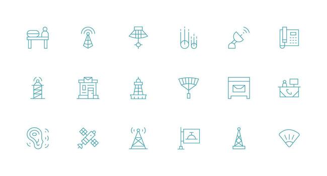 recepción presentando 18 íconos en mínimo línea diseño línea icono colección vector