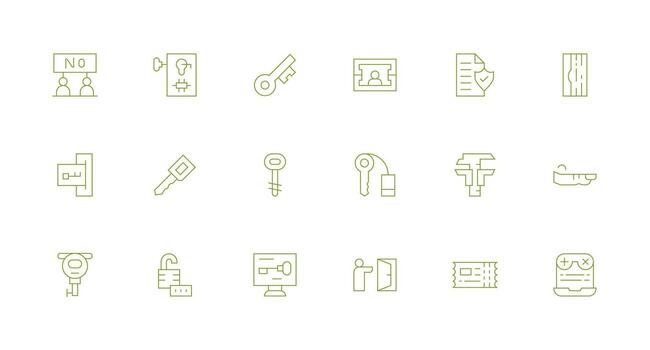 18 mínimo línea íconos para permiso gráficos tablero icono serie vector