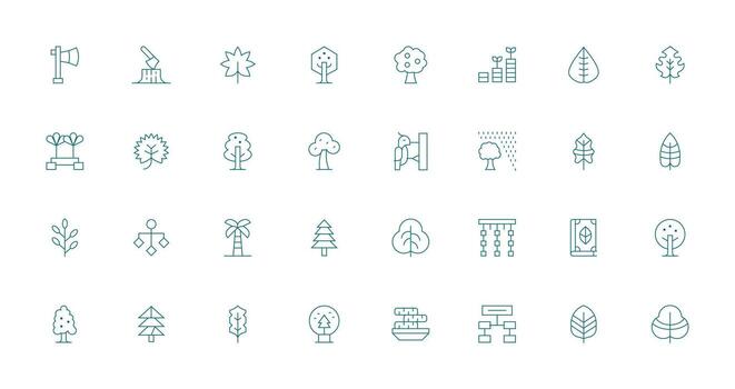 Thin Line Icons from Tree Set with 32 Vectors Pixel Perfect Icon Set