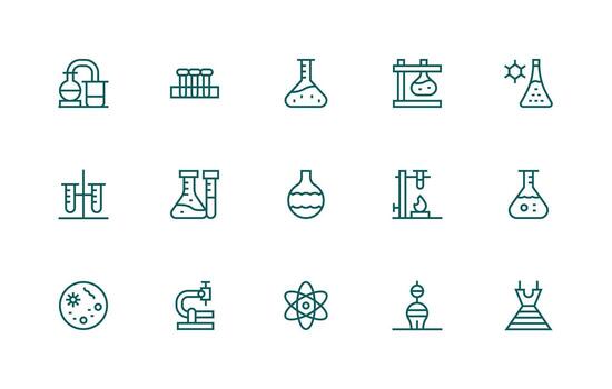 15 Regular Line Vectors for Research Lab Theme Interface Icons for Daily Use
