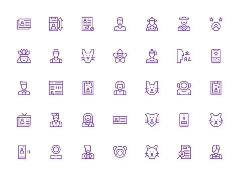 35 perfil íconos en regular limpiar línea estético sencillo íconos para interfaz y wireframes vector