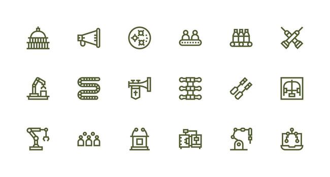 18 Strong Stroke Line Icons for Assembly Graphics Pixel Perfect Icons for Modern Apps vector