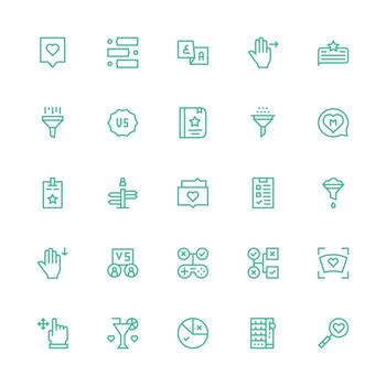 selección presentando 25 íconos en medio carrera contorno diseño limpiar icono colección para web utilizar vector