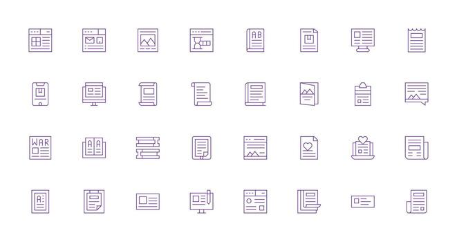 Article including 32 Thin Line Illustrations Icon Set for Web vector