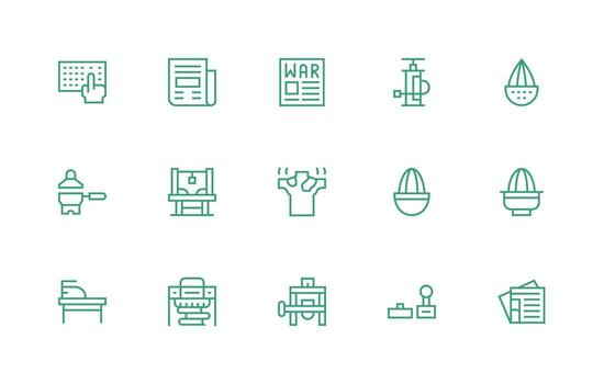 Press Set with 15 Regular Line Icons Dashboard Icon Series vector