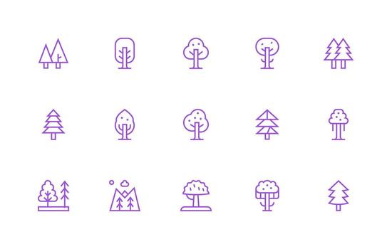 15 regular línea diseños para hojas perennes íconos personalizable icono serie para móvil pantallas vector