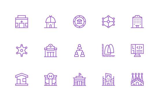 estructura presentando 15 íconos en regular línea diseño icono paquete vector
