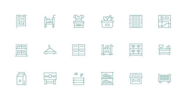 Shelf featuring 18 Icons in Minimal Line Design Essential Icons for Rapid UI Building vector