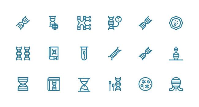 Genetics Set with 18 Strong Stroke Line Icons User Interface Icons for Digital Products vector