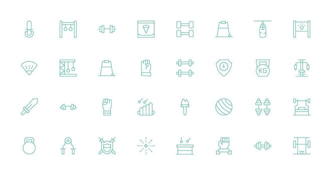 Thin Line Icons from Strength Set with 32 Vectors Multi-Style Icon Collection