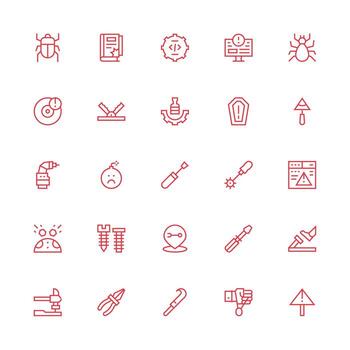 25 Fix Icons in Medium Stroke Outline Aesthetic Minimal Icon Set for Interface Projects vector