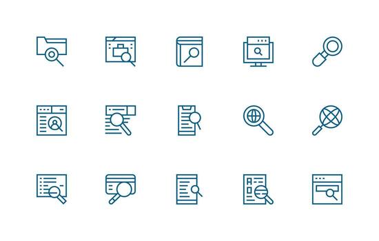 15 Icons for Lookup in Regular Line Format Functional Icon Series vector