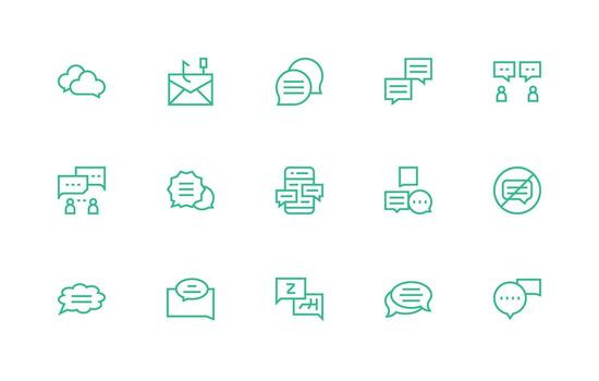 Reply Design Icons featuring 15 in Regular Line Style Optimized Icon Pack for Digital Products vector