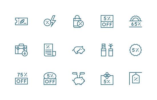 Saving Icon Collection with 15 Regular Line Designs Icon Set vector