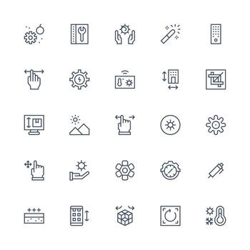 25 Icons for Adjust in Medium Stroke Outline Format Style Icon Set vector