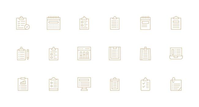 Tareas icono colección con 18 mínimo línea diseños de uso múltiple icono diseño paquete vector