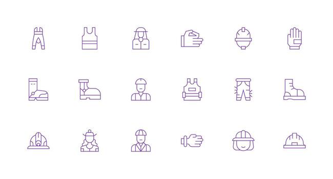 18 Icons for Labor in Minimal Line Format Detailed Icon Collection for Design Systems vector