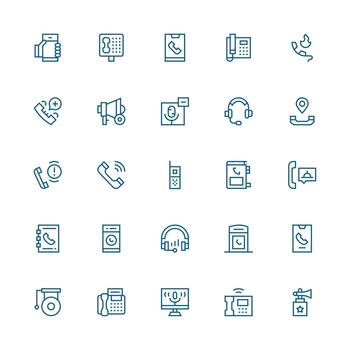 25 Medium Stroke Outline Icons for Call Graphics Neatly Designed Icons for Web Platforms vector