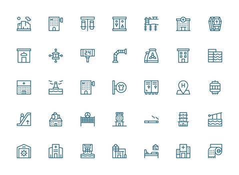 instalaciones icono conjunto con 35 regular limpiar línea gráficos mínimo icono conjunto para interfaz proyectos vector