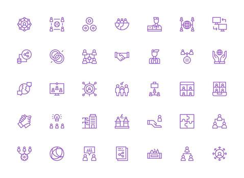 35 Collaboration Icons in Regular Clean Line Aesthetic Clean Icon Collection for Web Use vector
