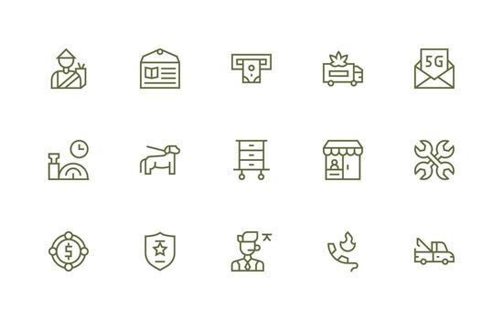 15 Icons for Service in Regular Line Format Professional Icon Set vector