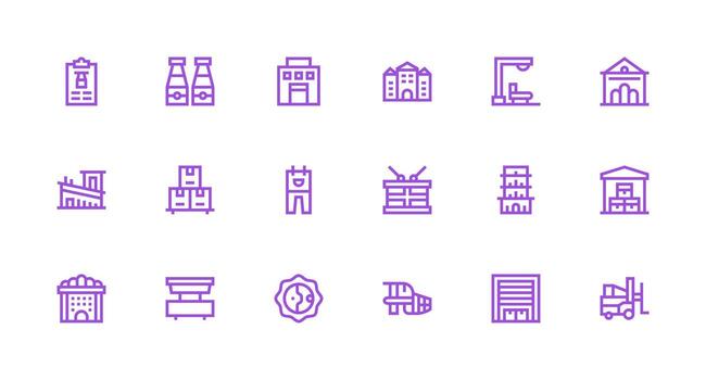 almacén diseño íconos presentando 18 en fuerte carrera línea estilo icono conjunto para proyectos vector
