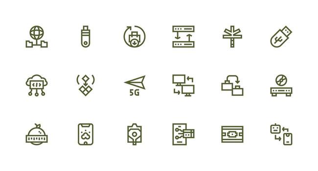 fuerte carrera línea estilo datos transferir íconos con 18 vectores listo para la interfaz de usuario icono colección