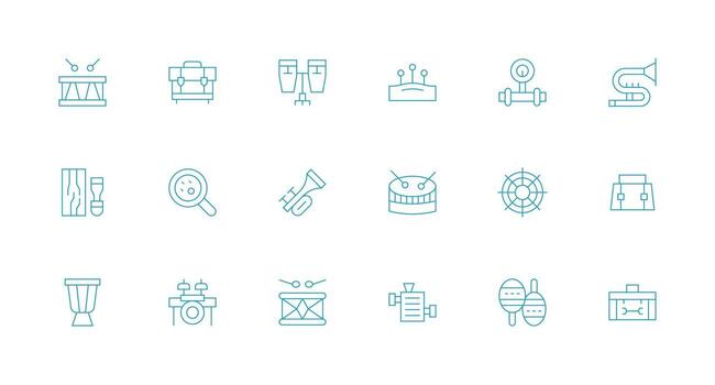 instrumentación diseño íconos presentando 18 en mínimo línea estilo lleno icono biblioteca para ui diseñadores vector