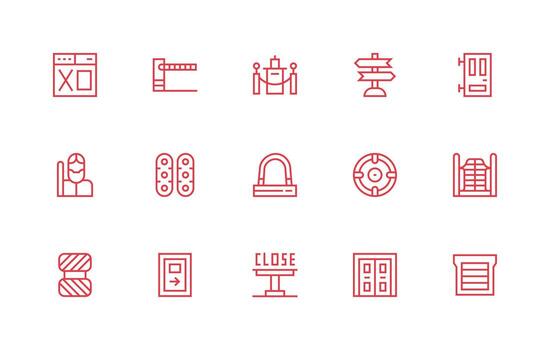 15 Regular Line Designs for Exit Icons Organized Glyph Icons for Fast Design vector