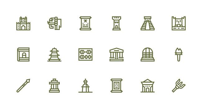 Ancient featuring 18 Icons in Strong Stroke Line Design Design Ready Icon Set for Teams vector