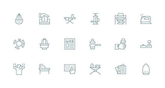 prensa presentando 18 íconos en mínimo línea diseño interfaz icono colección vector