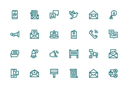 mensaje conjunto con 24 grueso línea línea íconos lleno icono biblioteca para ui diseñadores vector