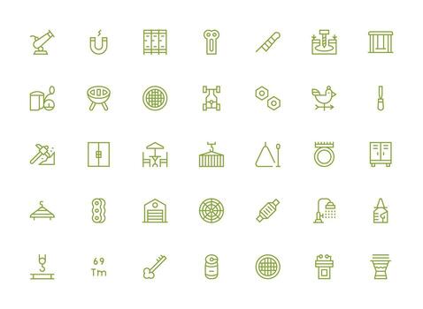 Regular Clean Line Icons from Metal Set with 35 Vectors UI Icon Set