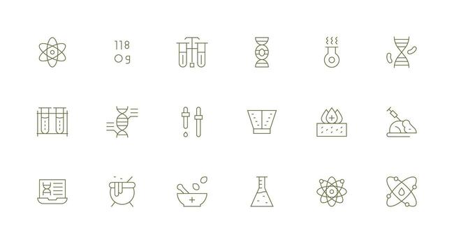 18 Minimal Line Style Icons from Laboratory Collection UI Icon Set vector