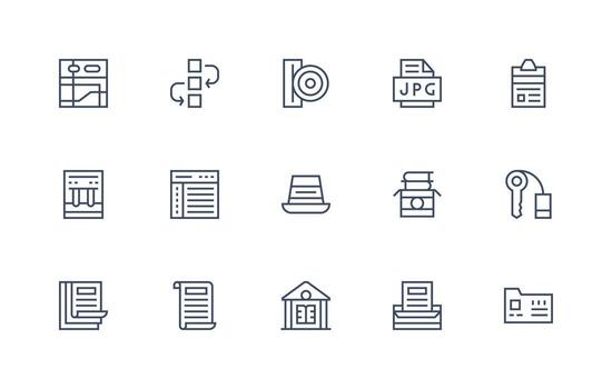 regular línea íconos desde archivo conjunto con 15 vectores organizado glifo íconos para rápido diseño