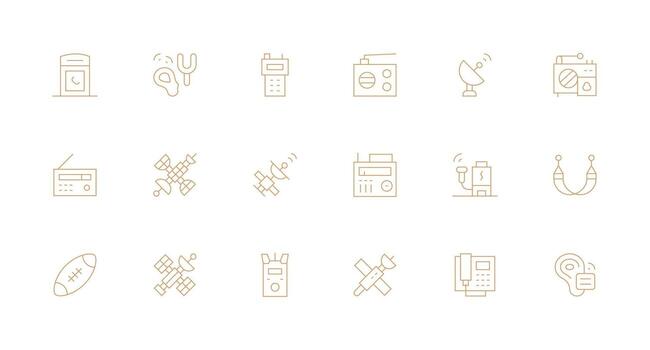 18 Icons for Receiver in Minimal Line Format Line Icon Collection vector