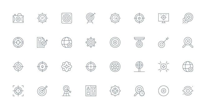 Objective Icon Collection with 32 Thin Line Designs Style Icon Set vector