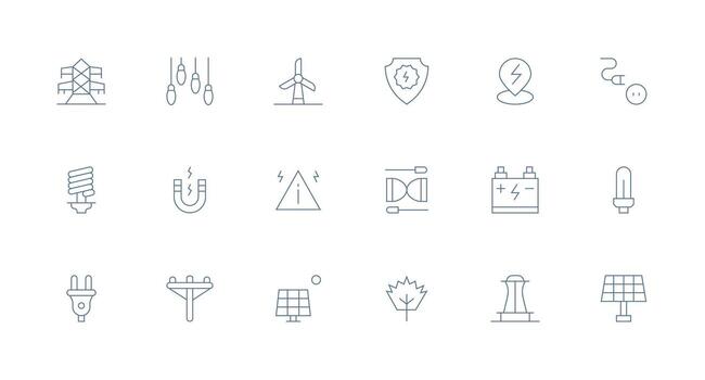 Electricity featuring 18 Icons in Minimal Line Design Icon Pack for UI vector