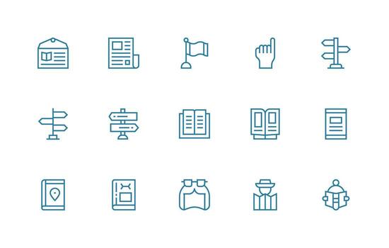 15 Guide Icons in Regular Line Aesthetic Icon Set for Projects vector