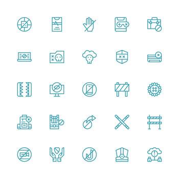 25 Icons for Access Denied in Medium Stroke Outline Format Display Icon Pack vector