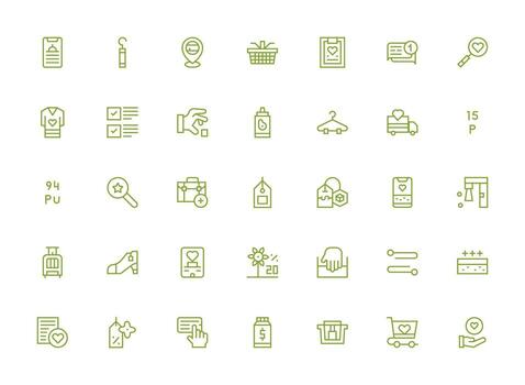 articulo icono colección con 35 regular limpiar línea diseños limpiar icono colección para web utilizar vector