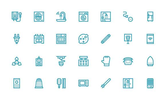 aparato diseño íconos presentando 28 en negrita línea estilo sencillo íconos para interfaz y wireframes vector