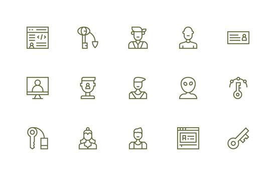 15 iniciar sesión íconos en regular línea estético escalable íconos para todas temas vector